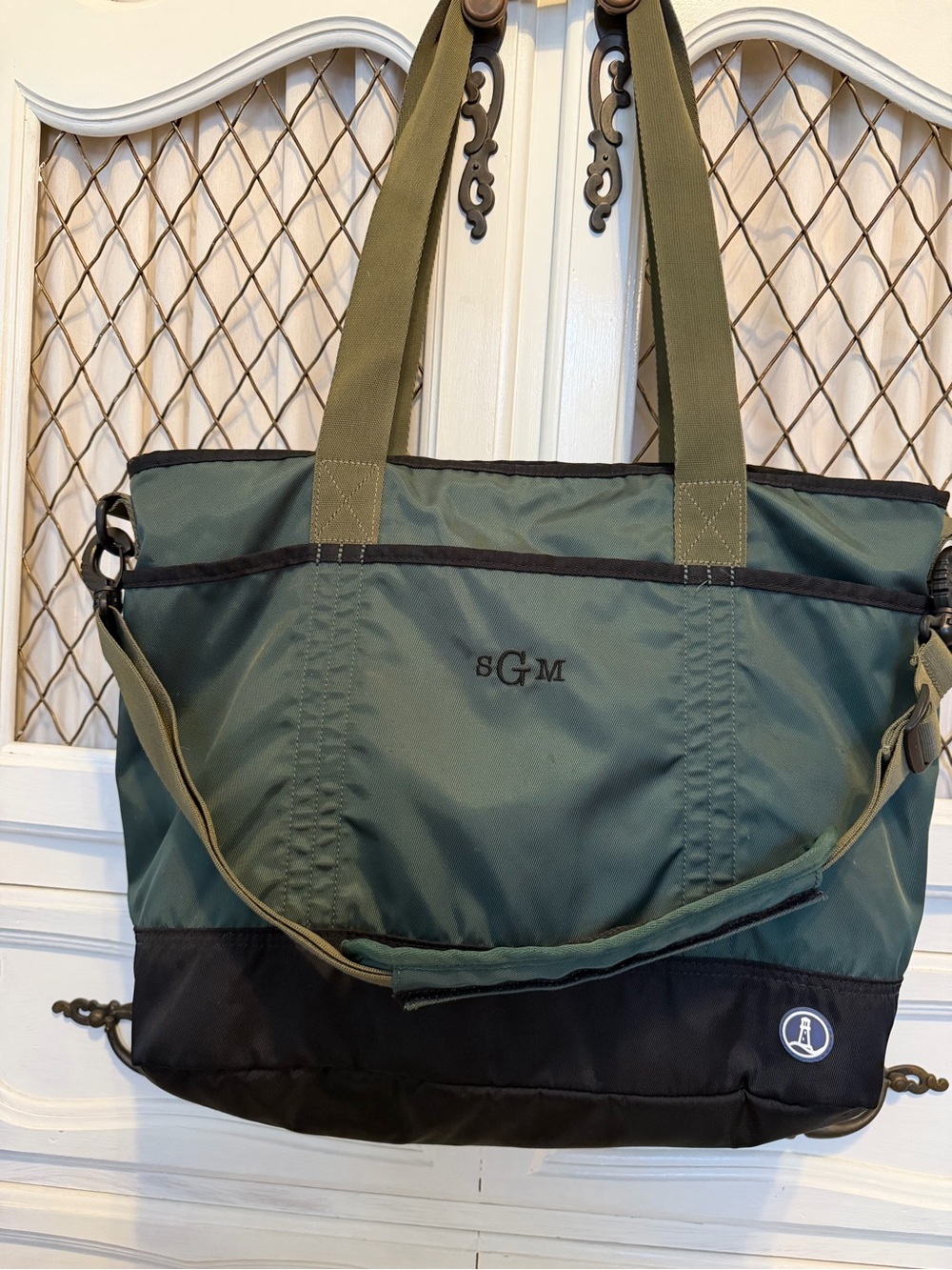 Lands' End Olive Green and Black Laptop Tote